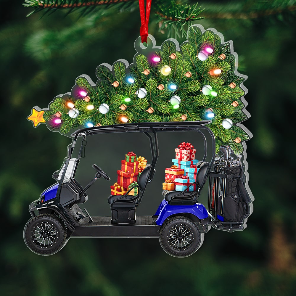 Golf Cart -Personalized Ornament - Acrylic Custom Shape Ornament- Gift For Family- Christmas Gift- Golf Cart Family Ornament - Ornament - GoDuckee