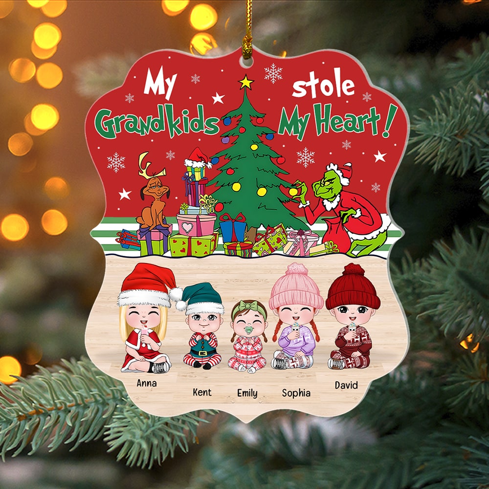 My Grandkids Stole My Heart-Personalized Ornament -Gift For Grandkids- Christmas Gift-PW-CSO-ACRYLIC- 04naqn061023hh [UP TO 8 KIDS] - Ornament - GoDuckee