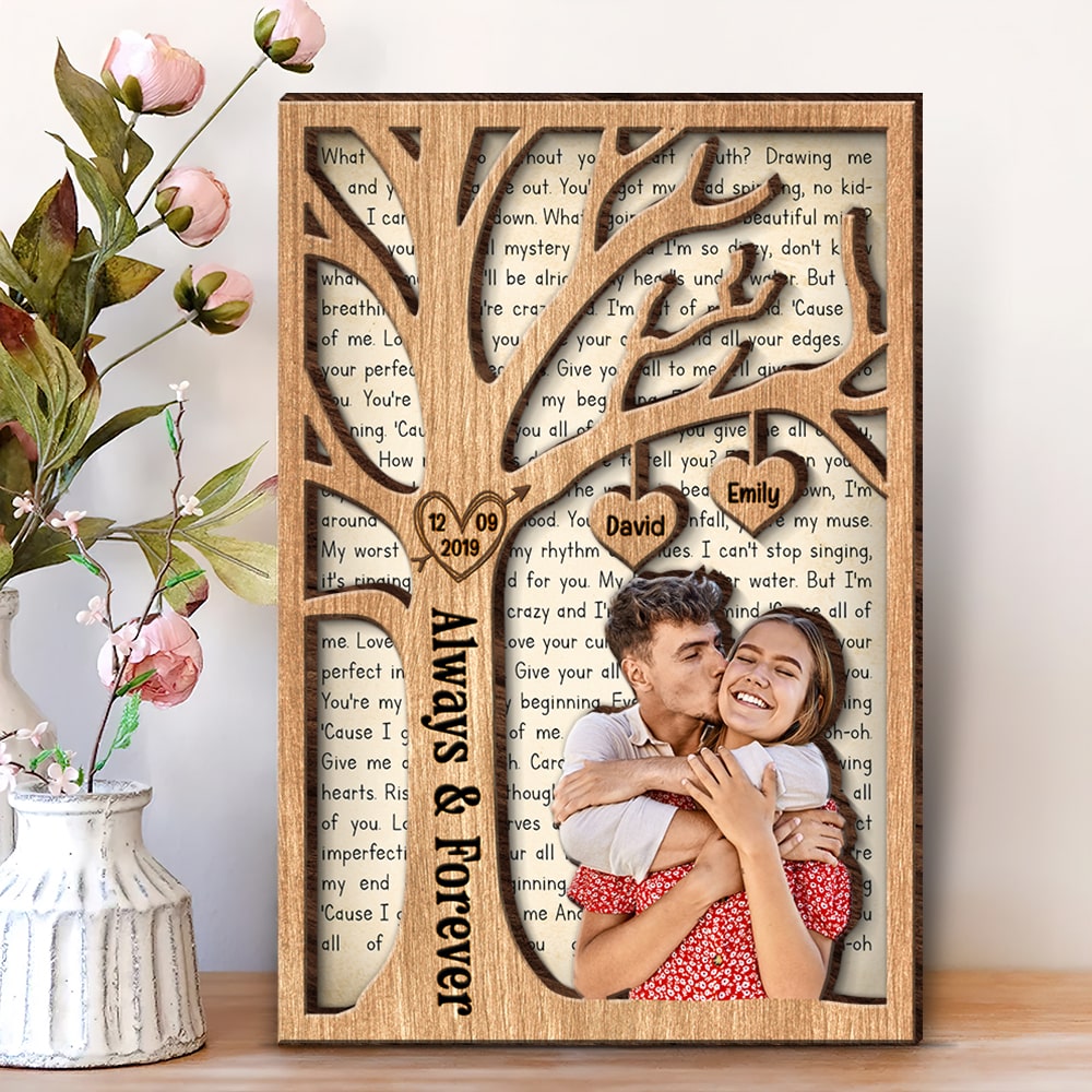 Custom Photo Gifts For Couple Wood Sign Always & Forever - Wood Signs - GoDuckee