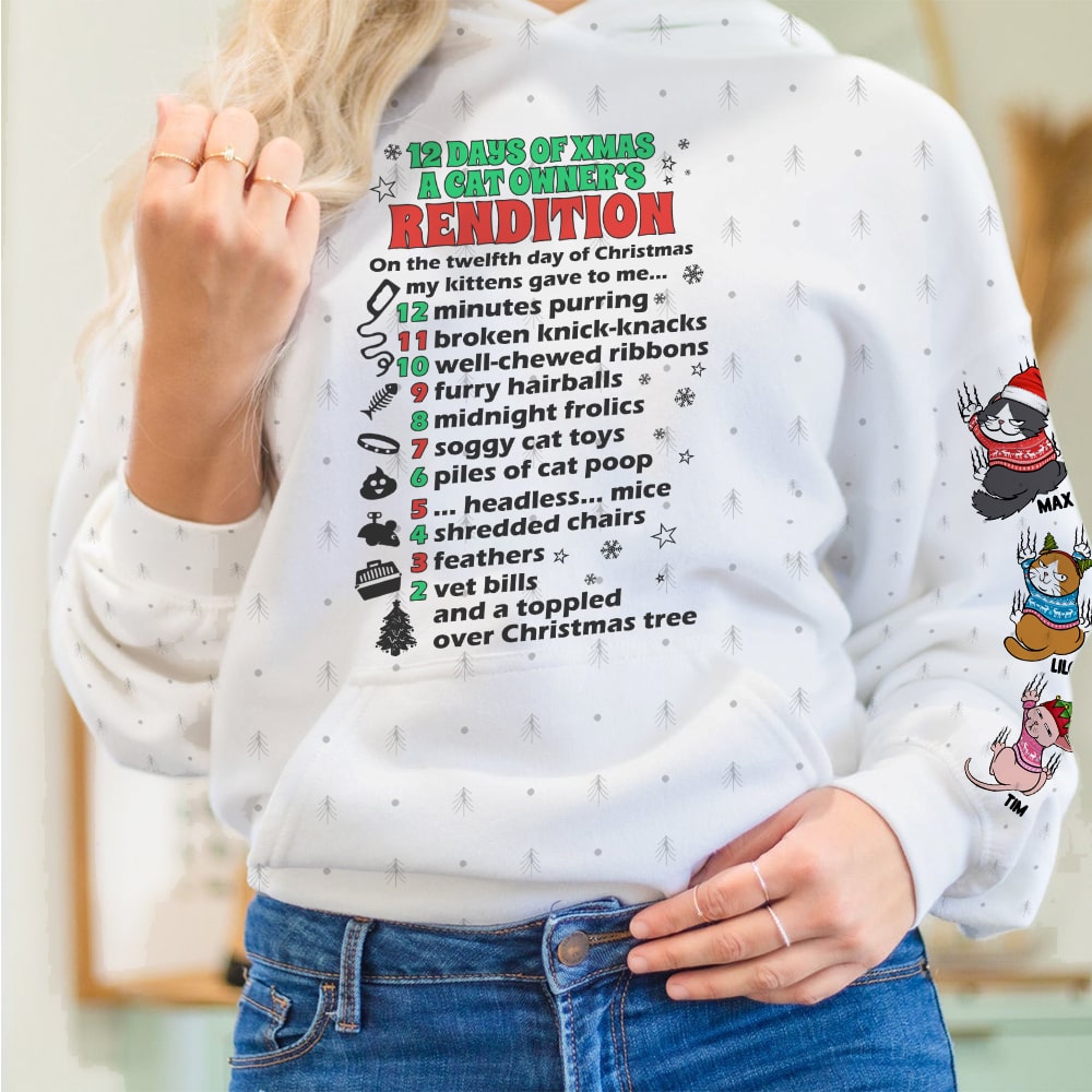 Cats, 12 Days Of Xmas, Personalized 3D Shirt, Christmas Gift For Cat Lovers - AOP Products - GoDuckee