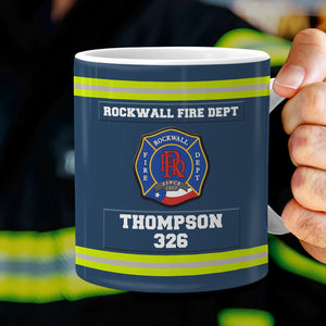 Personalized Firefighter White Edge-to-edge Mug With Custom Badge, Name & Number, Gift For Firefighter - Coffee Mug - GoDuckee