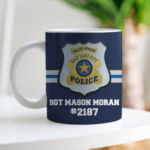 Personalized Police White Edge-to-edge Mug With Custom Badge, Name & Number, Gift For Police Officer - Coffee Mug - GoDuckee