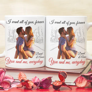 I Want All Of You, Forever - Custom Couple Photo Coffee Mug - Gift For Couple, Valentine's Gift - Coffee Mug - GoDuckee