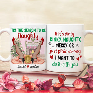 Tis' The Season To Be Naughty Personalized Couple Coffee Mug, Christmas Gift - Coffee Mug - GoDuckee