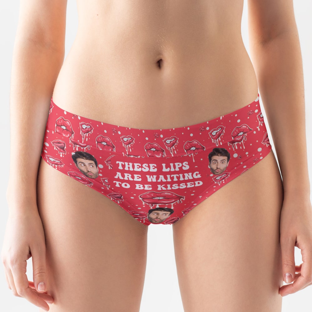 Custom Photo Gifts For Her Women's Briefs These Lips Are Waiting To Be Kissed Funny Valentine's Gifts - Boxers & Briefs - GoDuckee