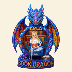 Book Dragon Personalized Gifts For Book Lovers Plaque 01hutn140525tm - Shaped Plaques - GoDuckee
