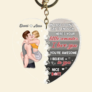 I Love You, You're Awesome, Personalized Kissing Couple Keychain, Valentine's Gifts - Keychains - GoDuckee