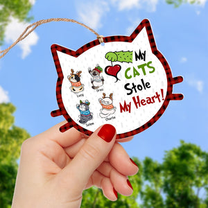 My Cats Stole My Heart-Personalized Ornament -Gift For Cat Lover- Christmas Gift- Cat Lover Ornament - Ornament - GoDuckee