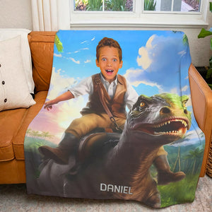 Gift For Kid - Dinosaur Kid Custom Photo Blanket - 03naqn151123 - Blanket - GoDuckee