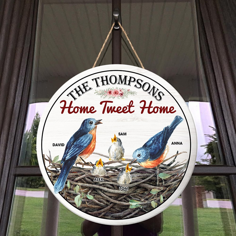 Family, Home Tweet Home, Personalized Wood Sign, Gifts For Family - Wood Sign - GoDuckee