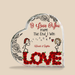 Couple I Love You More The End I Win, Personalized Heart Plaque, Gift For Couple - Decorative Plaques - GoDuckee