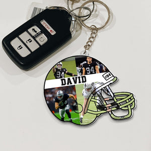 Custom Football Photo Keychain, Photo Keychain, Football Gift - Keychains - GoDuckee