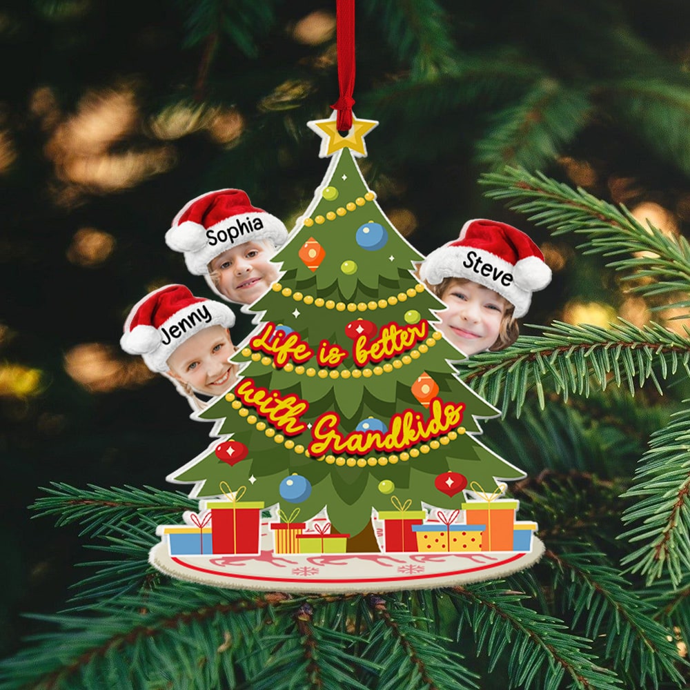 Custom Grandkids Photo, Personalized Ornament, Christmas Tree, Christmas Gifts For Grandparents, 02PGPO070923 - Ornament - GoDuckee