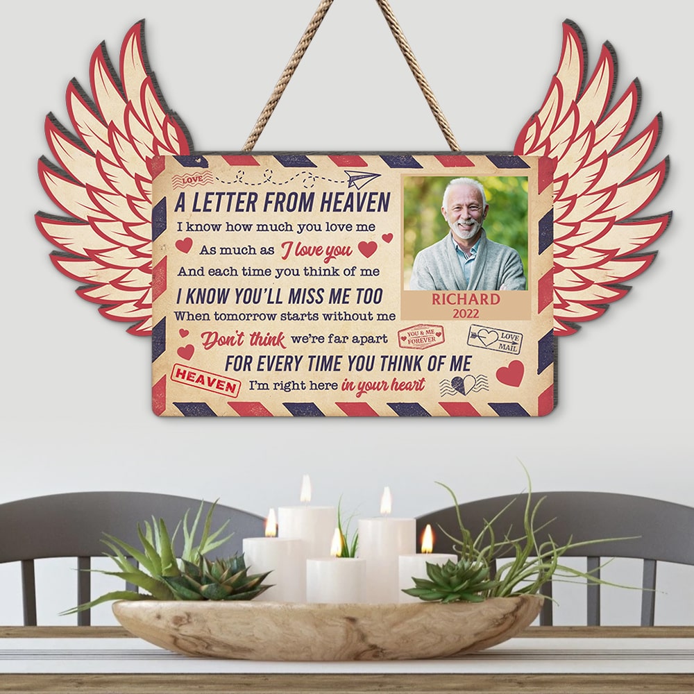 A Letter From Heaven I'm Right Here In Your Heart- Personalized Wood Sign- Heaven Gift - Wood Sign - GoDuckee