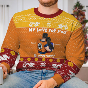 My Love For You Is Over 9000! Personalized 3D Knitted Ugly Sweater- Gift For Him/ Gift For Her-Christmas Gift- Couple Sweater-02naqn200923hh - AOP Products - GoDuckee