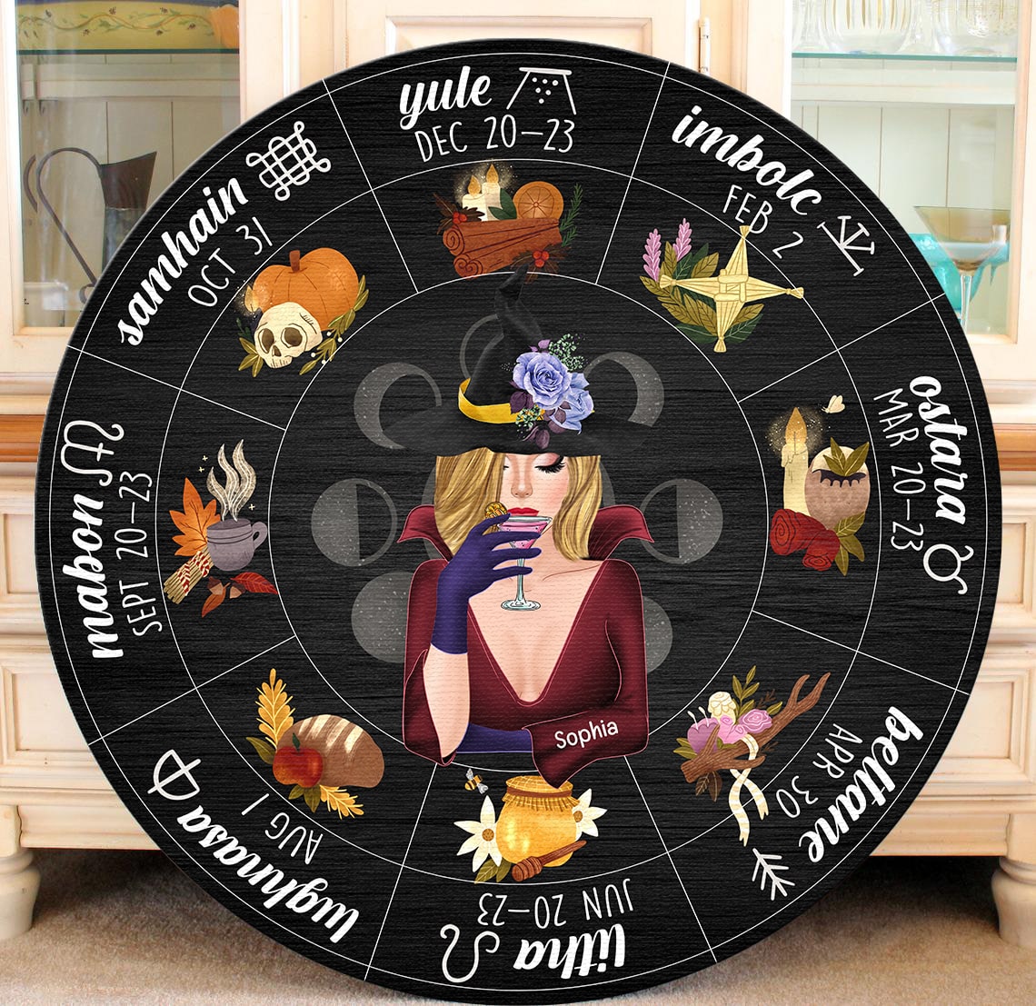 Witch Wheel of the Year, Personalized Wood Sign, Gift for Witch's House - Wood Sign - GoDuckee
