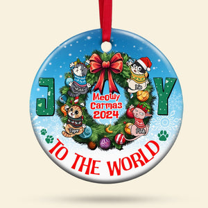 Personalized Gifts for Cat Lovers Christmas Ornament 04totn300824 Funny Cat Joy to The World - Ornament - GoDuckee