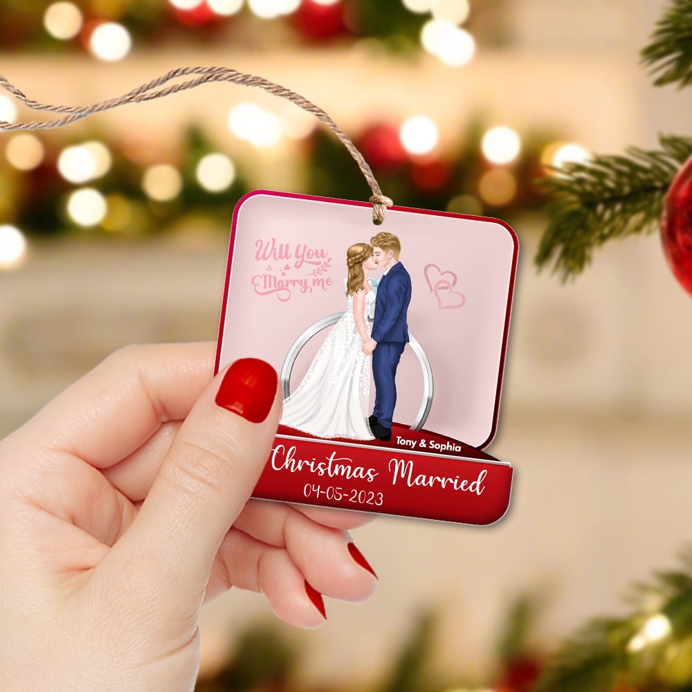 Couple, Will You Marry Me, Personalized Ornament, Christmas Gifts For Couple - Ornament - GoDuckee