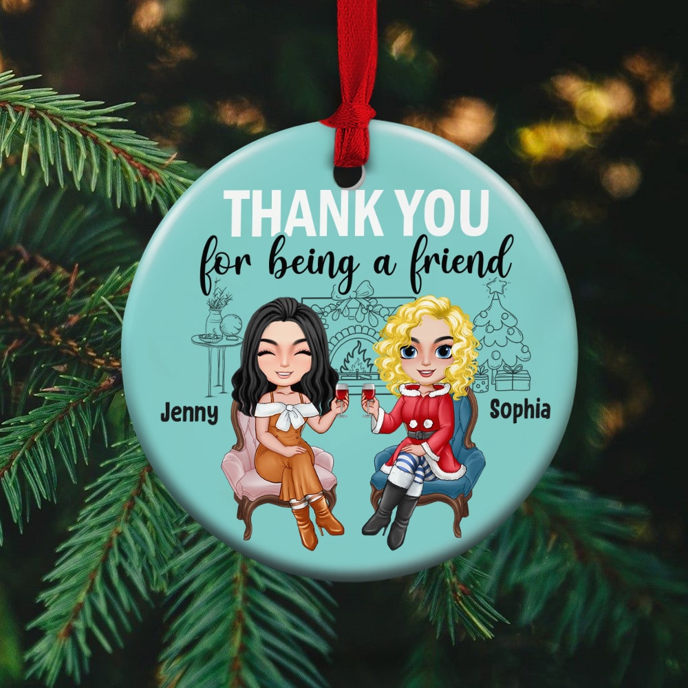 Thank You For Being A Friend Personalized Ceramic Circle Ornament 05ACTN100823 - Ornament - GoDuckee