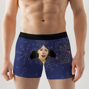I Licked It So It's Mine, Funny Custom Photo Men Boxer Briefs, Gift For Him - Boxer Briefs - GoDuckee