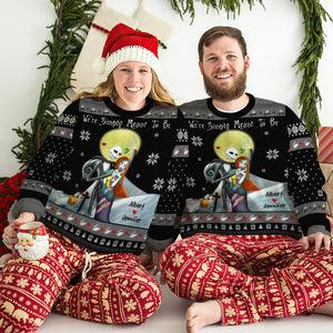 Personalized Gifts for Couple, Cartoon Couple Under The Mistletoe Ugly Sweater 01TOQN090824 - Ugly Christmas Sweater - GoDuckee