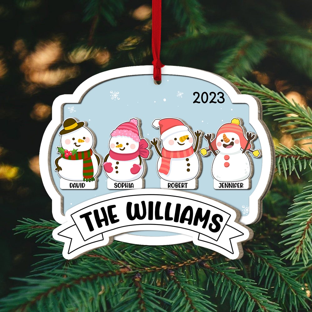 Family, Snowman Family, Personalized Ornament, Christmas Gifts For Family - Ornament - GoDuckee