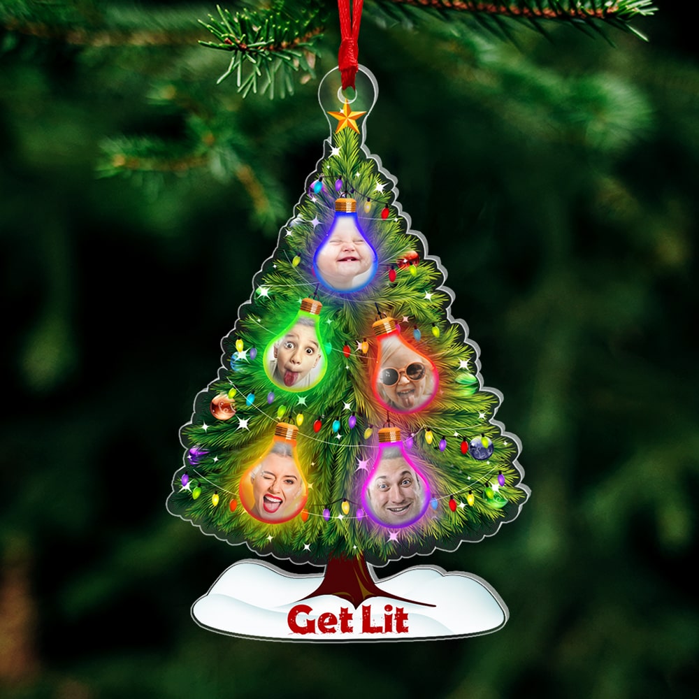 Custom Photo Ornament, Christmas Tree Acrylic Ornament, Gift For Family - Ornament - GoDuckee