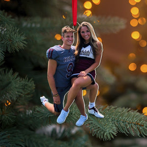 Personalized Custom Photo American Football Ornament, Christmas Gifts For Couple, 04NAPO021023 - Ornament - GoDuckee