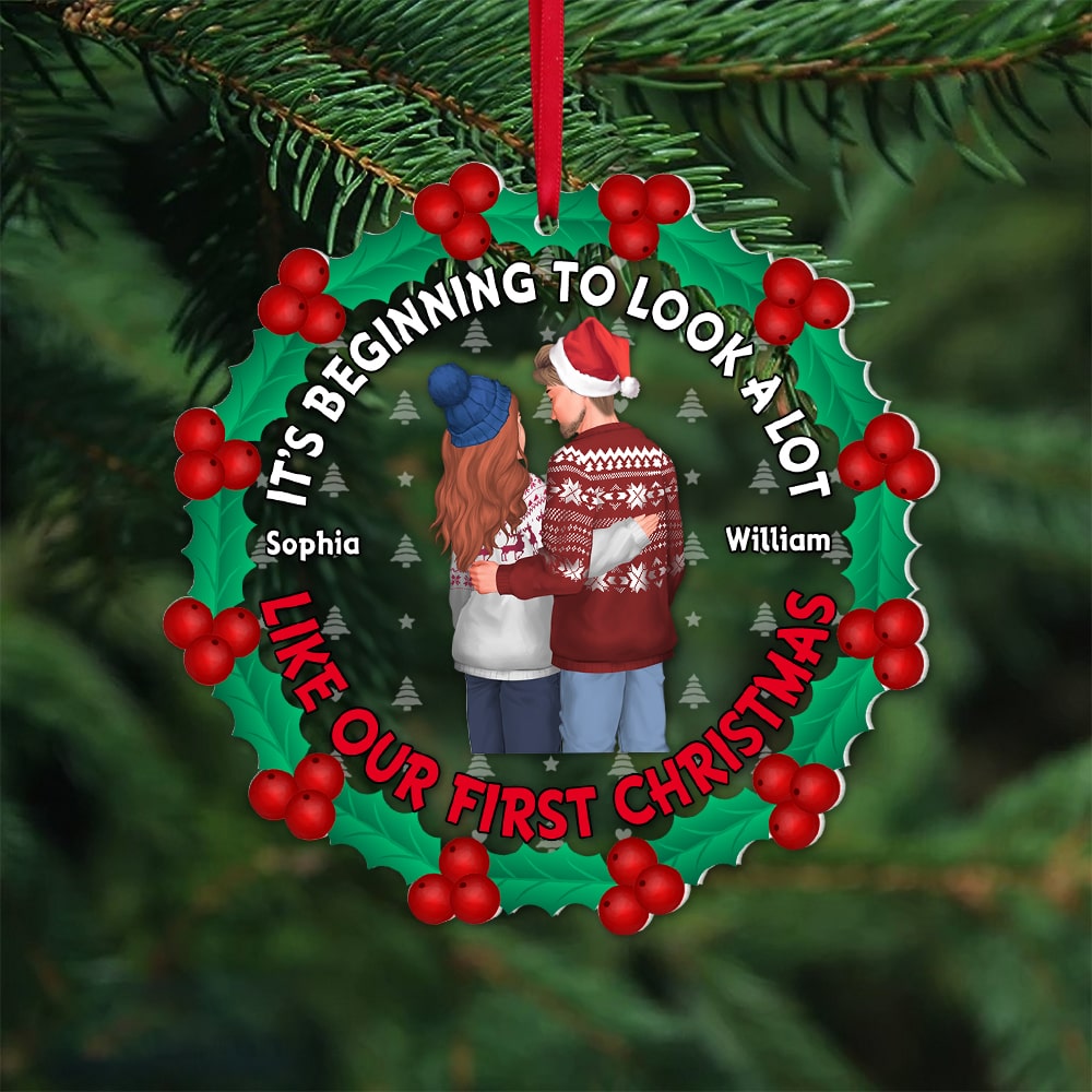 Couple, Our First Christmas, Personalized Ornament, Christmas Gifts For Couple - Ornament - GoDuckee