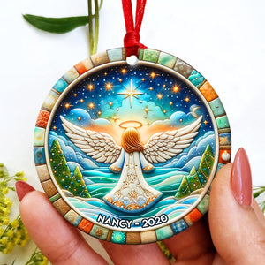 Personalized Memorial Gifts For Family Ceramic Christmas Ornament 03hupu210824 Angel Wings Girl - Ornament - GoDuckee