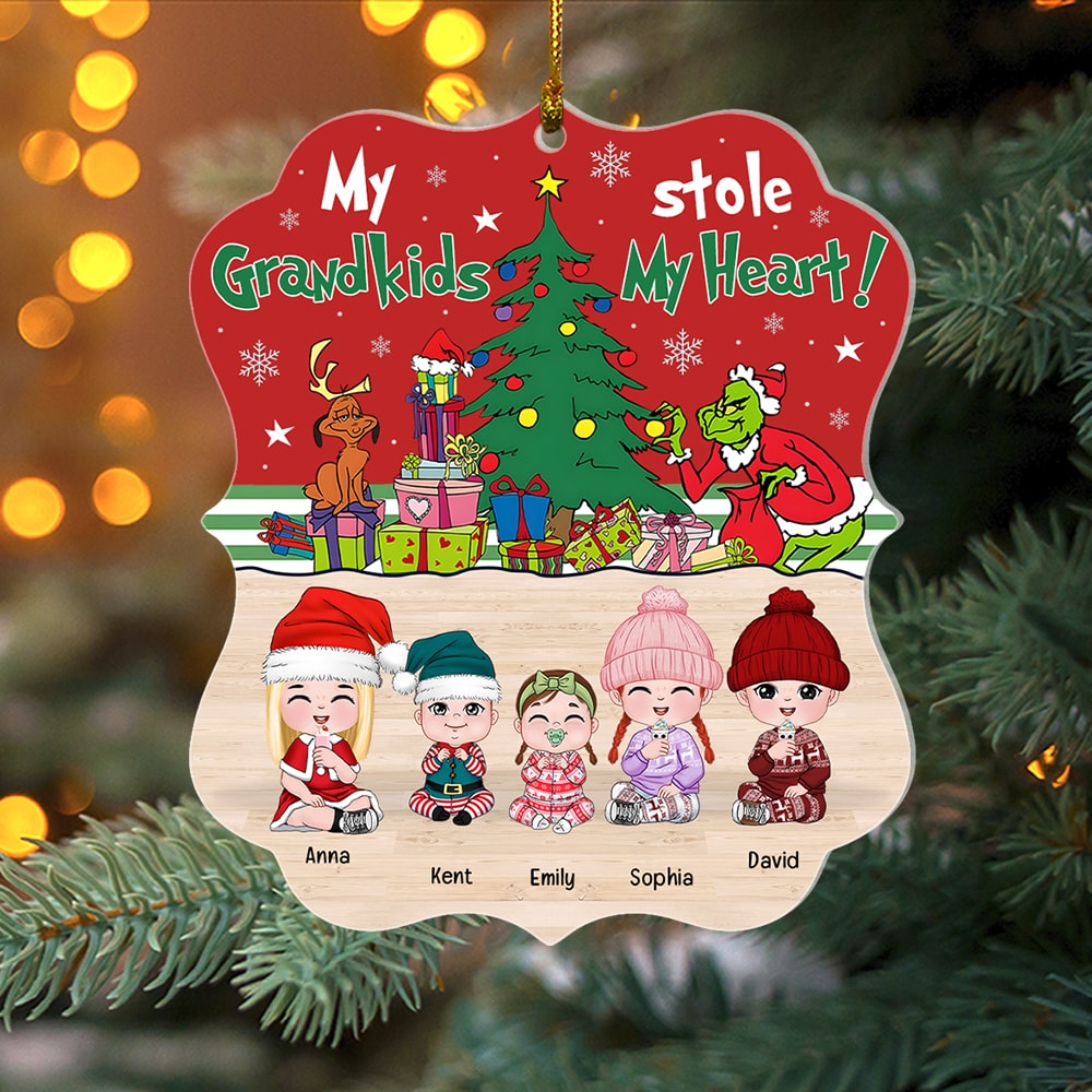 My Grandkids Stole My Heart-Personalized Ornament -Gift For Grandkids- Christmas Gift-PW-CSO-ACRYLIC- 04naqn061023hh