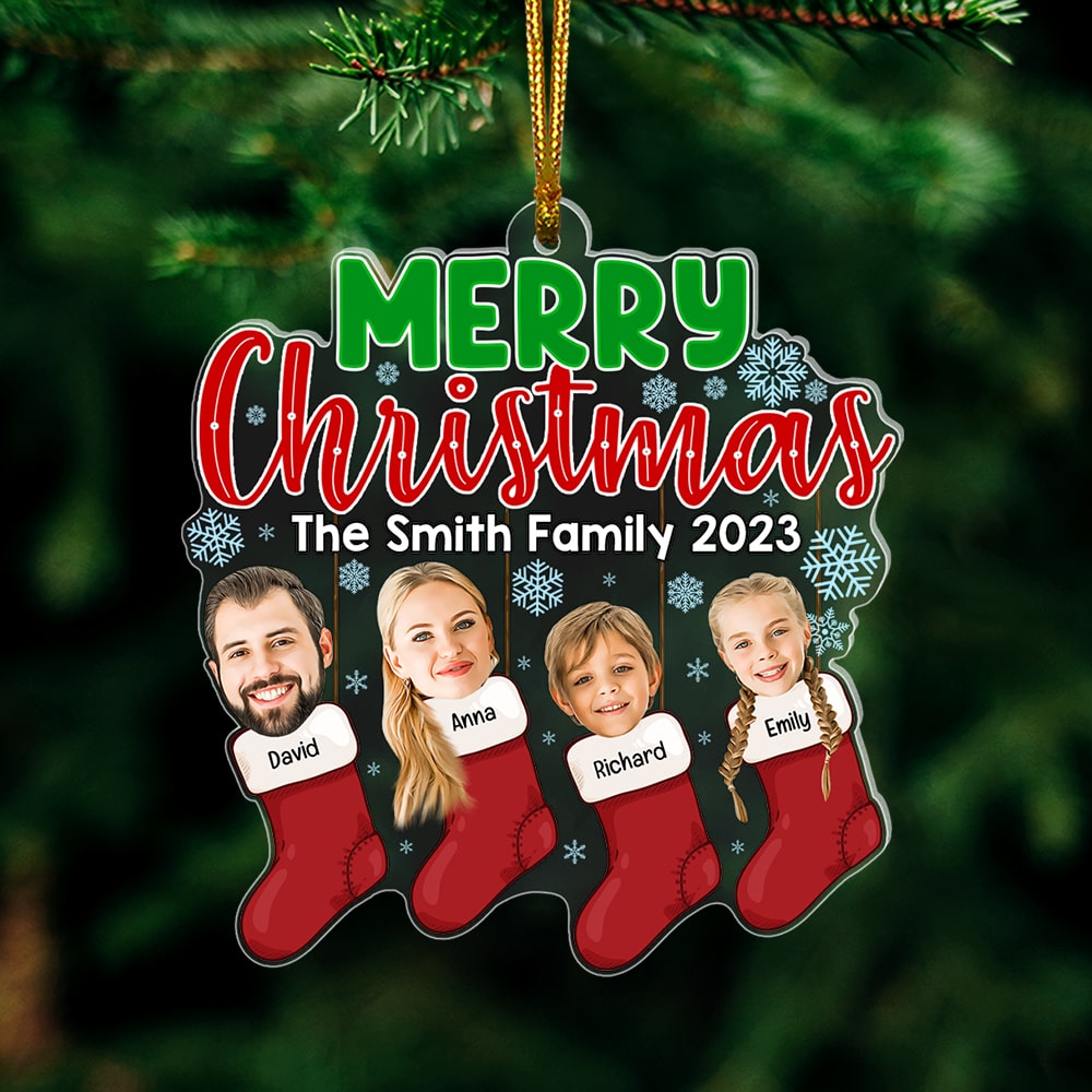 Merry Christmas, Custom Family Photo Ornament, Xmas Gifts - Ornament - GoDuckee