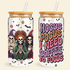 Personalized Gifts For Horror Fans Glass Can, I Need Coffee To Focus 03qhtn310824 - Glass Can - GoDuckee