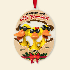 I'm Quacker About My Grandkids, Personalized Ducks Ornament, Gift For Grandparents - Ornament - GoDuckee