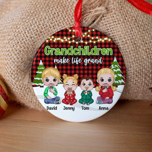 Grandchildren Make Life Grand, Personalized Christmas Ornament, Gift For Family, Cute Kids - Ornament - GoDuckee
