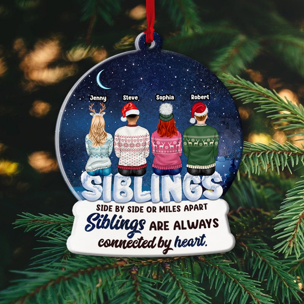 Siblings, Brothers & Sisters Are Always Connected By Heart, Personalized Ornament, Christmas Gifts For Siblings, 01HTPO130923 - Ornament - GoDuckee