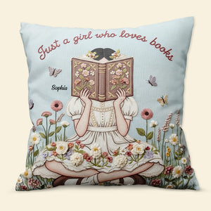 Reading Girl Pillow - Personalized Gifts For Book Lovers 01natn130625 - Pillow - GoDuckee