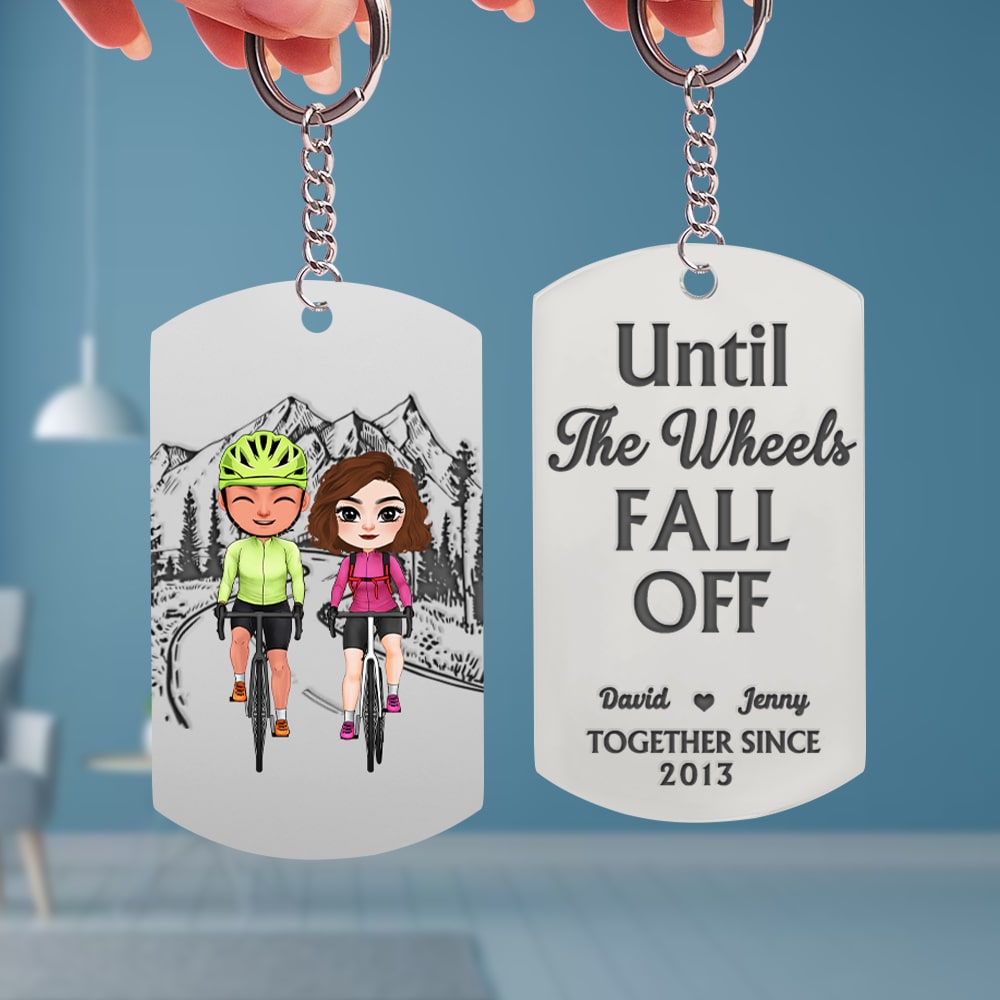 Cycling, Until The Wheels Fall Off, Personalized Keychain, Cycling Couple Gifts - Keychains - GoDuckee