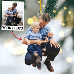 Custom Photo Gifts For Dad, Upload Dad And Kid Christmas Ornament 17pgvp140924 - Ornament - GoDuckee