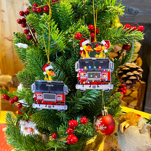 Personalized Fire Truck Duck Ornament- Gift For Firefighter- Christmas Ornament-TT - Ornament - GoDuckee