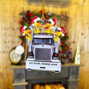 Truck Driver Christmas Ornament, Personalized Duck Christmas Ornament - Couple Gift For Truck Driver - Ornament - GoDuckee