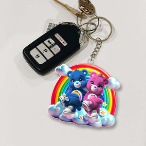 Personalized Gift For Couples Acrylic Keychain Hugging Couple 021OHMH171224 - Keychains - GoDuckee