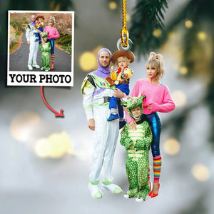 Custom Photo Gifts For Family, Upload Family Cosplay Photo Christmas Ornament 34pgvp140924 - Ornament - GoDuckee