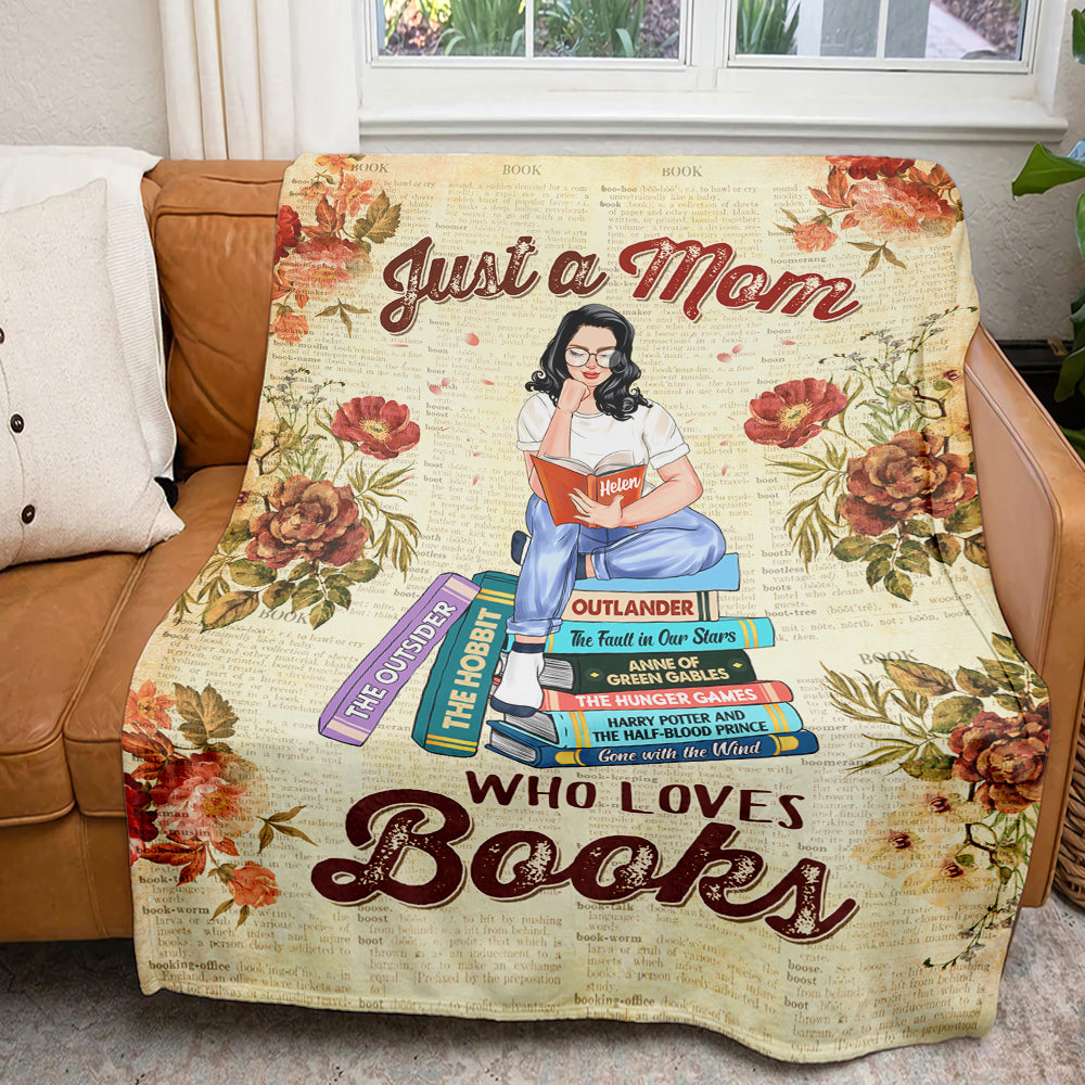Just A Mom Who Loves Books- Gift For Mother- Personalized Blanket- Mother's Day Blanket - Blanket - GoDuckee
