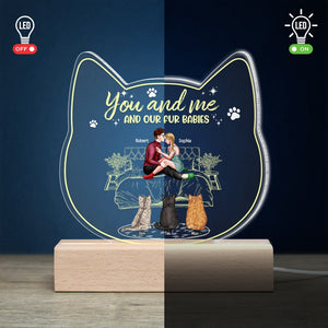 You And Me And Our Fur Babies, Personalized 3D Led Light, Valentine Gifts, Couple Gifts, Gift For Cat Lover - Led Night Light - GoDuckee