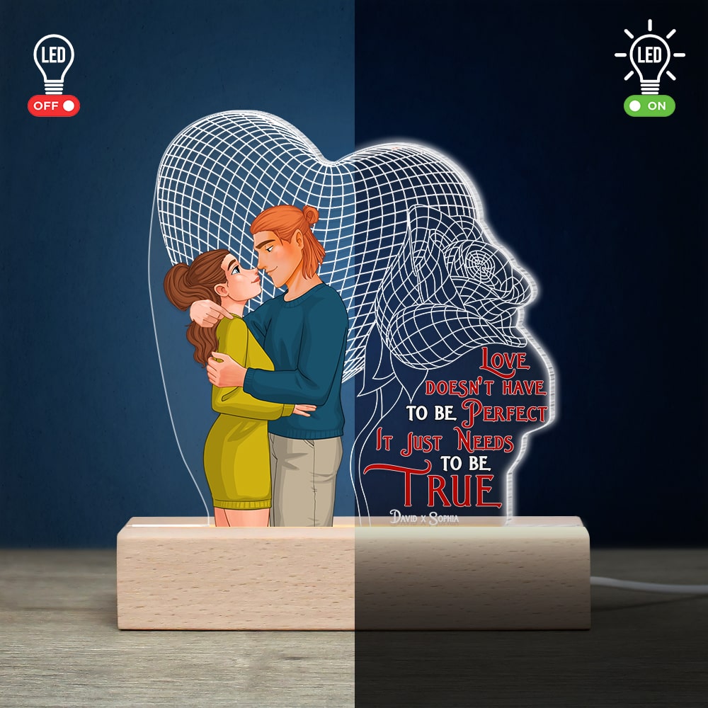 Love Doesn't Have To Be Perfect, Personalized 3D Led Light, Valentine Gifts, Couple Gifts, 02NAPO121223DA - Led Night Light - GoDuckee