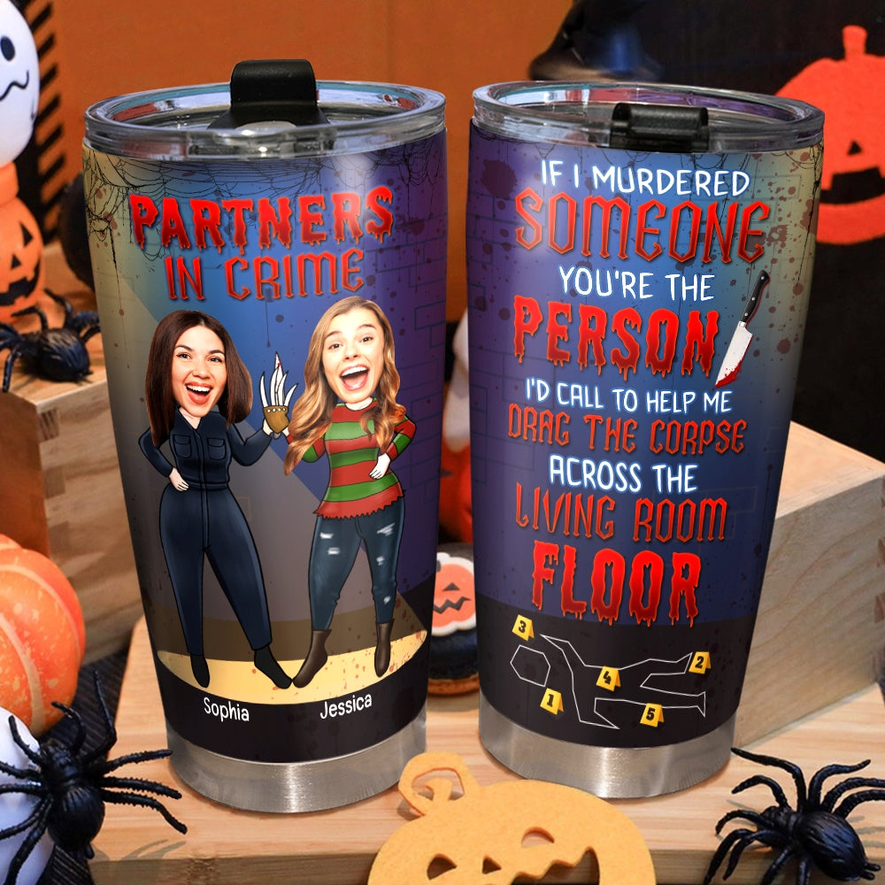 Custom Photo Gifts For Besties Tumbler, Horror Friends Partners In Crime 04naqn300724hh - Tumbler Cup - GoDuckee