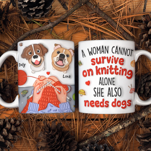 Personalized Gifts For Knitting Dog Lady Coffee Mug, Cute Inflated Effect 02qhpu060924 - Coffee Mug - GoDuckee