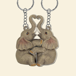 Personalized Elephant Couple Keychains - Couple Gift - Keychains - GoDuckee