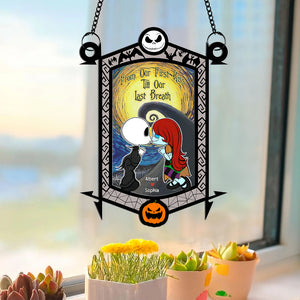 Personalized Gifts for Couple, Cartoon couple kissing under the moonlight acrylic suncatcher 02TOQN130824 - Ornament - GoDuckee